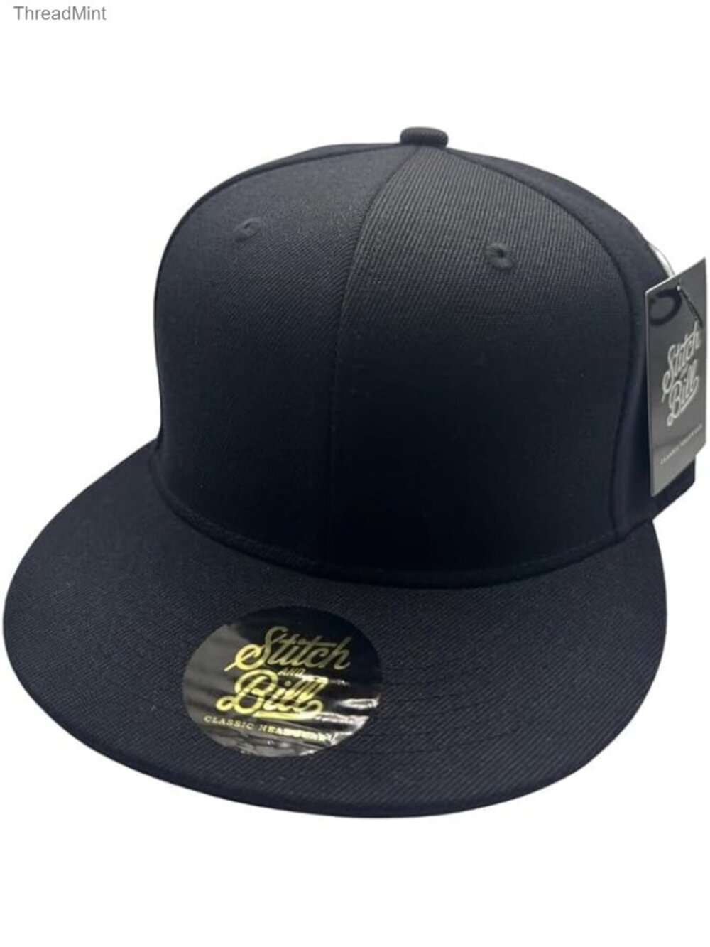 Fitted Flat Brim Baseball Cap Mens Streetwear Hat Structured Polyester